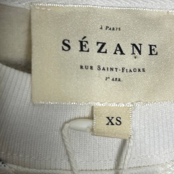 SEZANE STRIPED ORGANIC‎ COTTON SWEATSHIRT SIZE XS NWT - Picture 9 of 10
